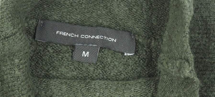 French Connection Women’s Khaki High Neck Wool Blend Jumper Size M