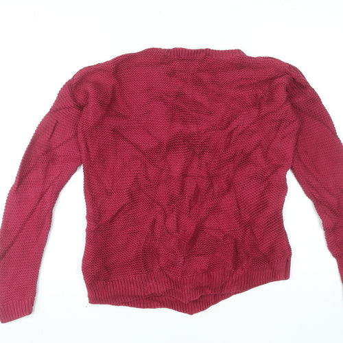 French Connection Women’s Red Cotton Chunky Knit V-Neck Jumper XS
