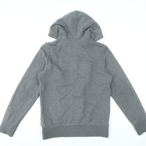 Fat Face Women Grey Full Zip Hoodie Size 12 Cotton Blend Casual