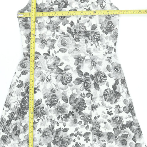 M&Co Women’s Ivory Floral Fit & Flare Sleeveless Dress Size 12