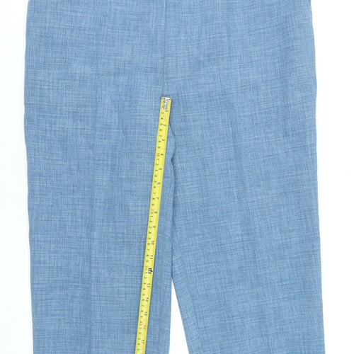 David Nieper Womens Blue Cropped Trousers Size 18 Polyester Elastic Waist UK