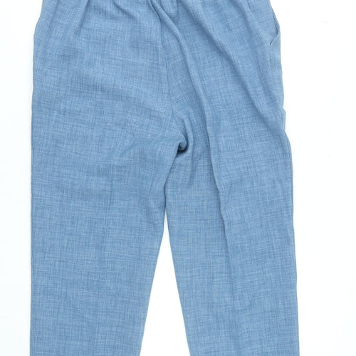 David Nieper Womens Blue Cropped Trousers Size 18 Polyester Elastic Waist UK