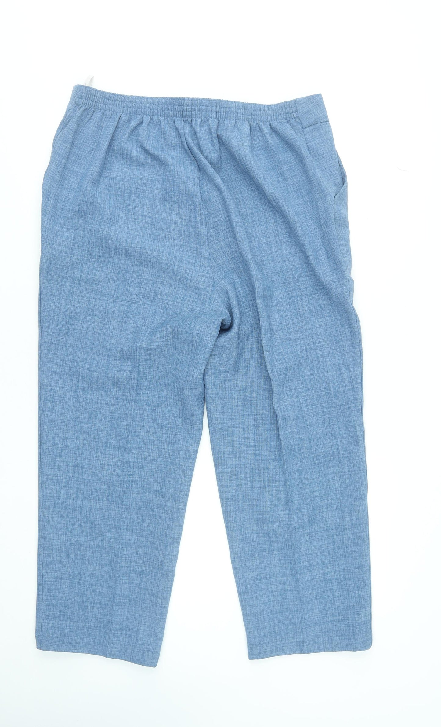 David Nieper Womens Blue Cropped Trousers Size 18 Polyester Elastic Waist UK