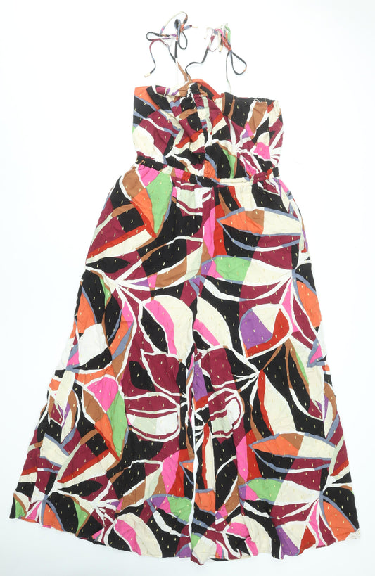 Next Womens Multicoloured Strapless Wide Leg Jumpsuit Size 14 Viscose Blend