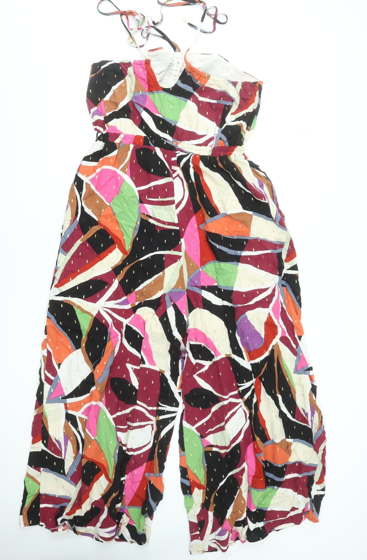 Next Womens Multicoloured Strapless Wide Leg Jumpsuit Size 14 Viscose Blend