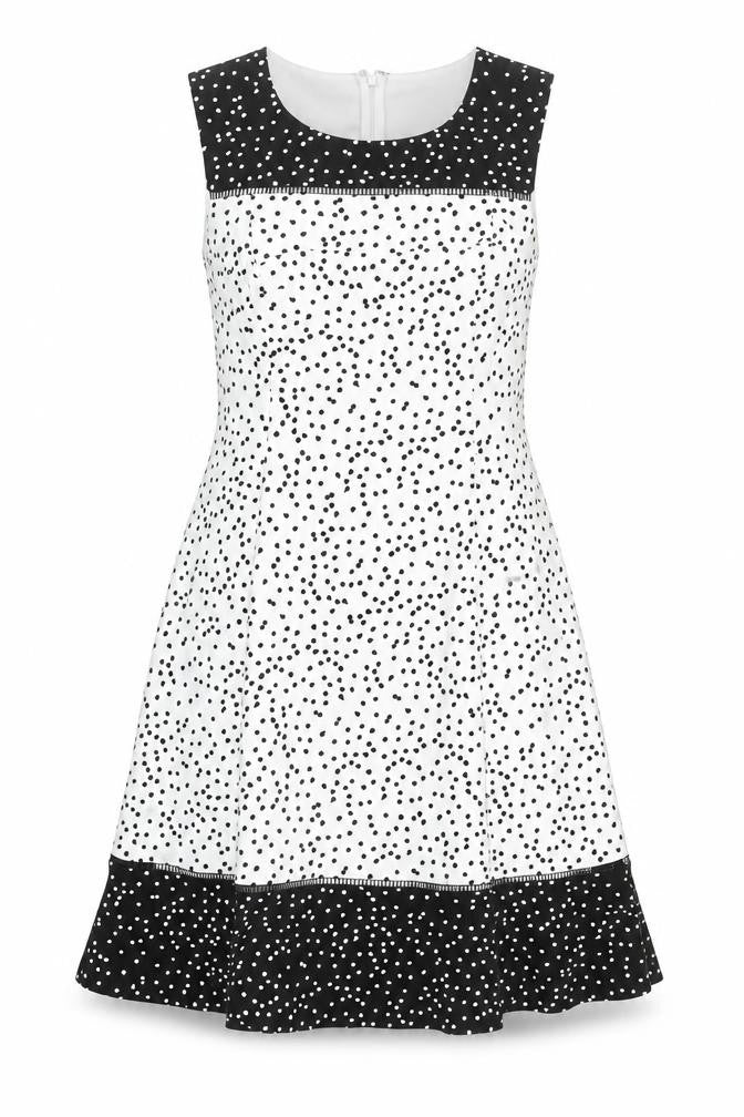 Roman Women Black Polka Dot Fit & Flare Sleeveless Knee Length Dress Size 12