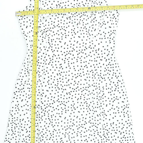Roman Women Black Polka Dot Fit & Flare Sleeveless Knee Length Dress Size 12