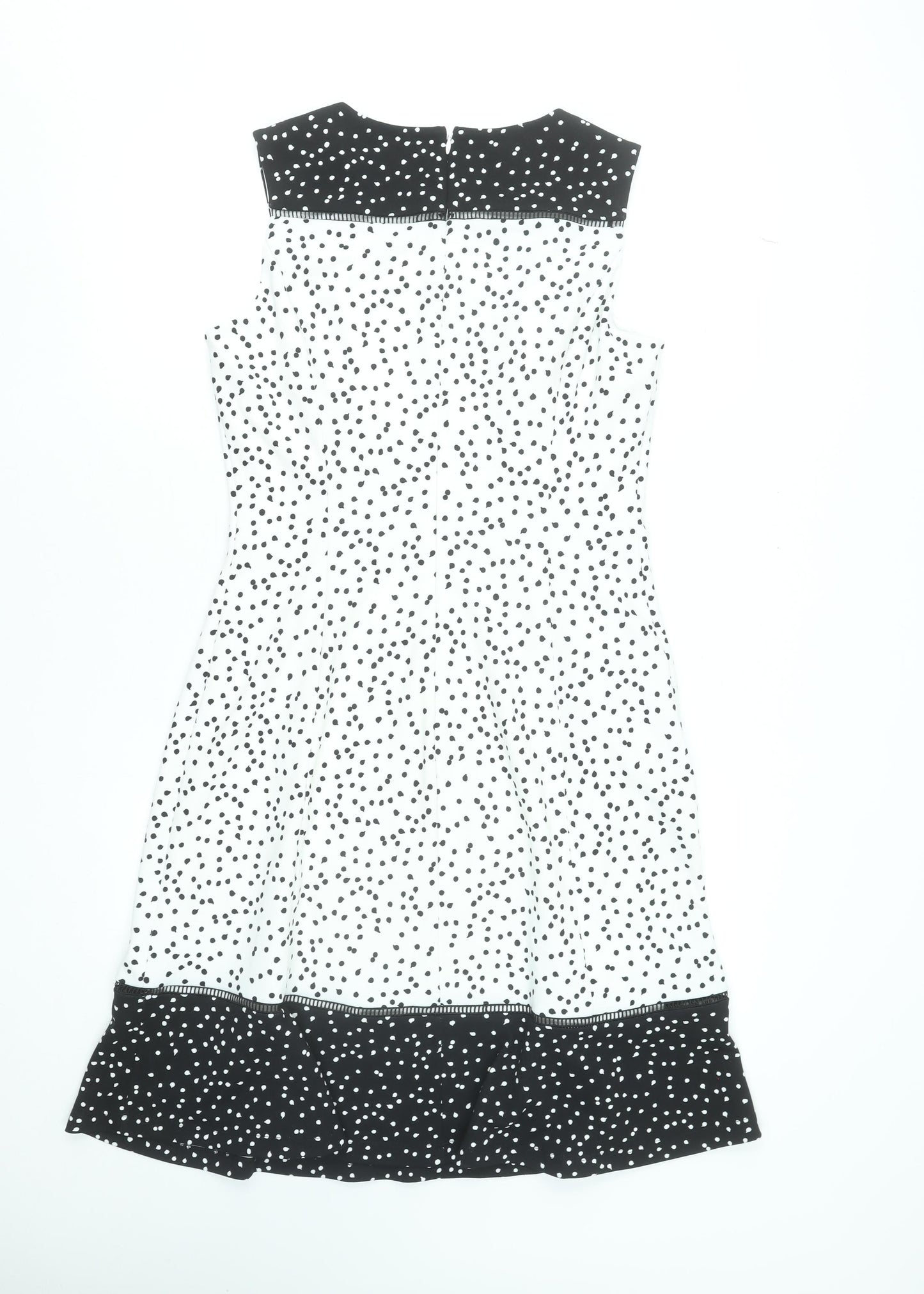 Roman Women Black Polka Dot Fit & Flare Sleeveless Knee Length Dress Size 12