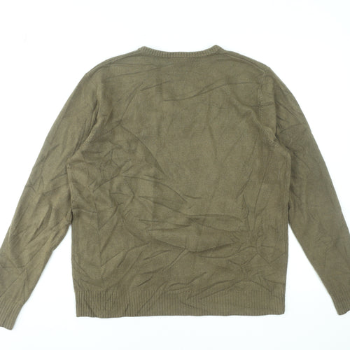 Slazenger Men's Green V-Neck Acrylic Jumper Size M Casual Knitwear