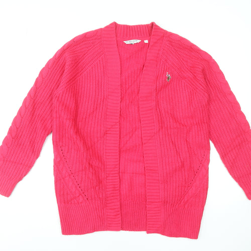 U.S. Polo Assn. Women's Pink Cable-Knit Cardigan Size 10
