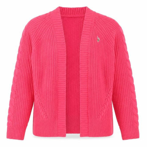 U.S. Polo Assn. Women's Pink Cable-Knit Cardigan Size 10