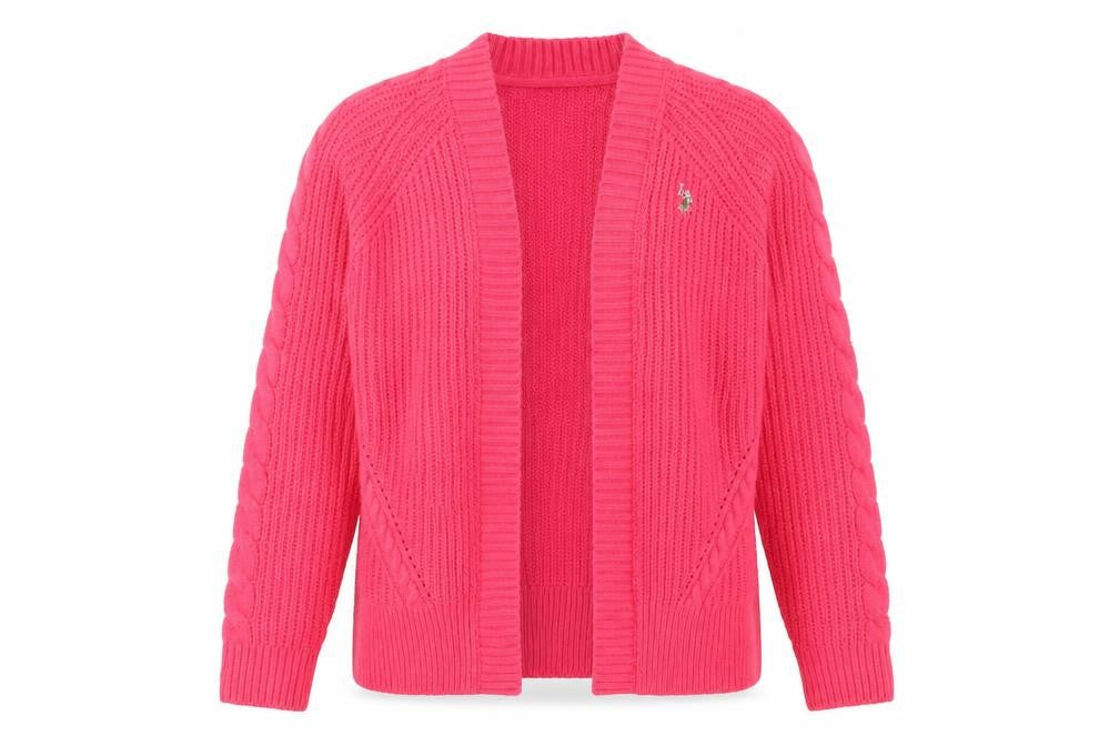 U.S. Polo Assn. Women's Pink Cable-Knit Cardigan Size 10
