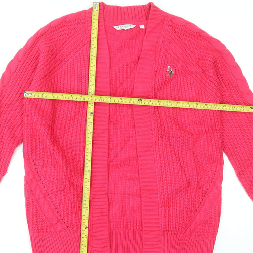 U.S. Polo Assn. Women's Pink Cable-Knit Cardigan Size 10