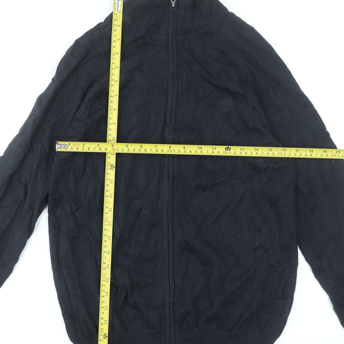 Timberland Men's Black Full Zip Cotton Jumper Regular Fit S