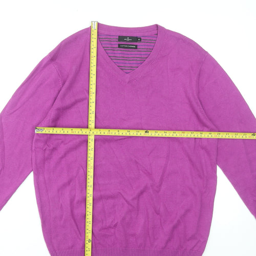 Jeff Banks Men’s Purple Cotton Cashmere V-Neck Jumper Medium