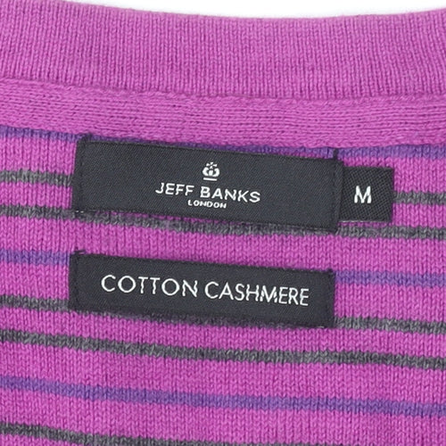 Jeff Banks Men’s Purple Cotton Cashmere V-Neck Jumper Medium