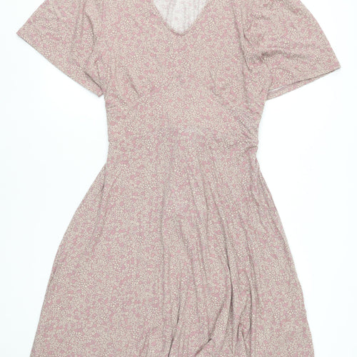 Mountain Warehouse Women's Pink Floral Fit & Flare V-Neck Knee Length Dress Size 16