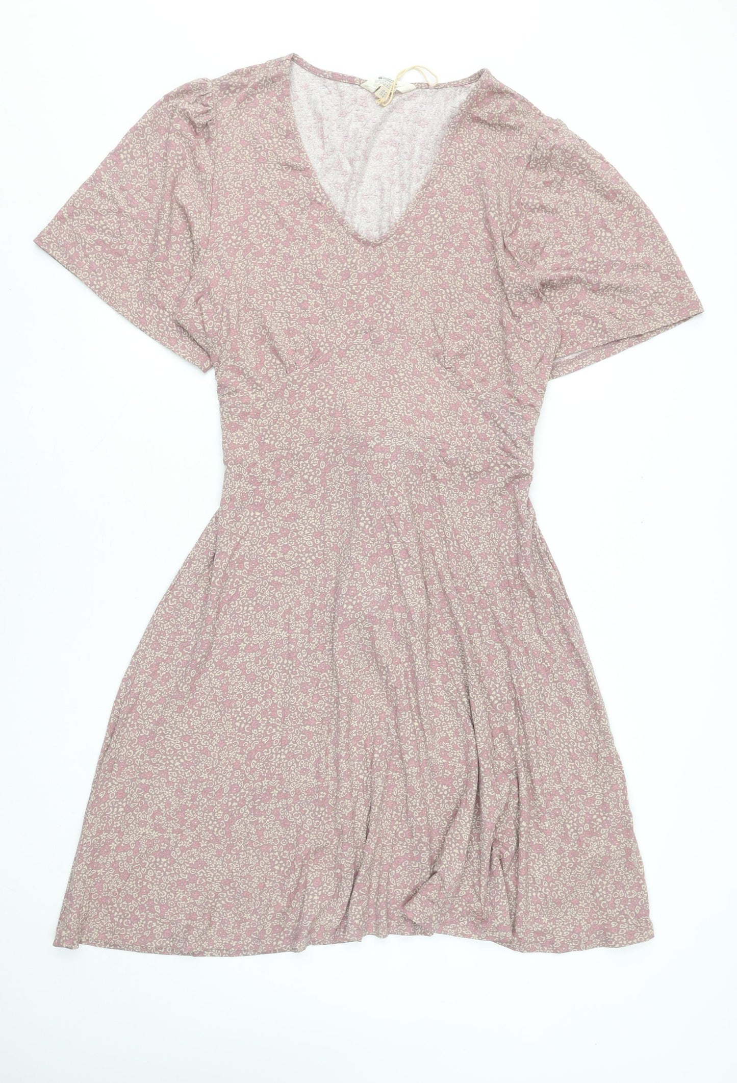 Mountain Warehouse Women's Pink Floral Fit & Flare V-Neck Knee Length Dress Size 16