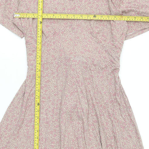 Mountain Warehouse Women's Pink Floral Fit & Flare V-Neck Knee Length Dress Size 16