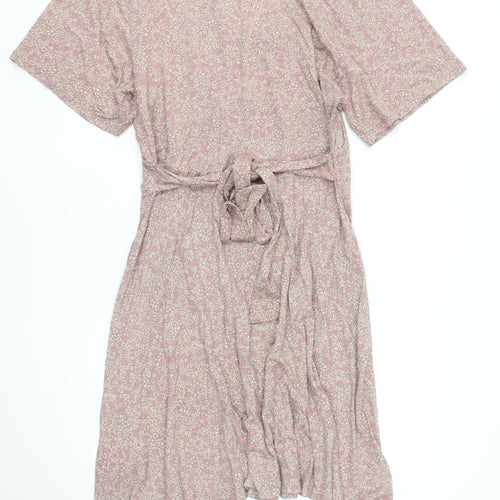 Mountain Warehouse Women's Pink Floral Fit & Flare V-Neck Knee Length Dress Size 16