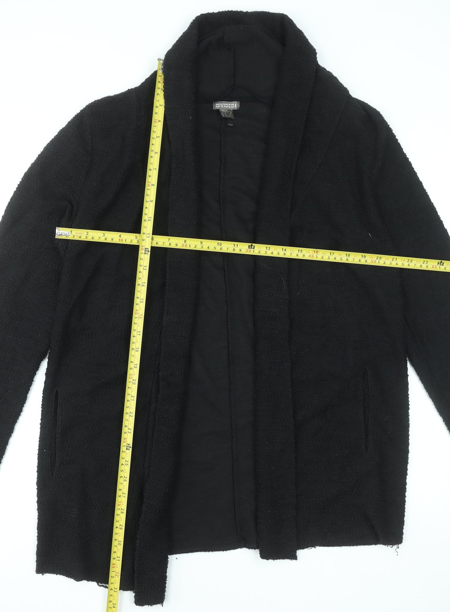 H&M Divided Women’s Black Cotton Blend Mid-Length Coatigan Size 12