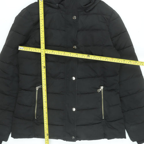 Stradivarius Women Black Size 12 Hooded Puffer Jacket