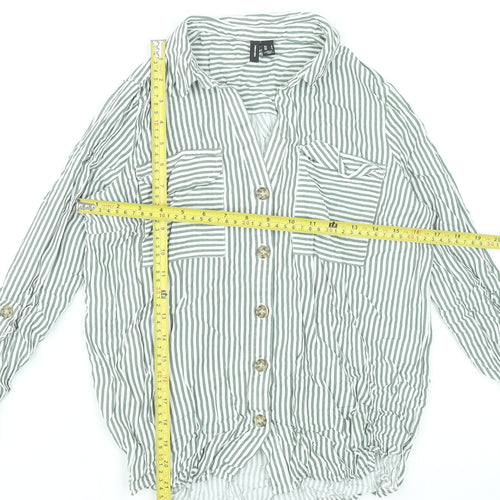 Vero Moda Women's Green Striped Button-Up Long Sleeve Shirt Size S