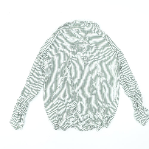 Vero Moda Women's Green Striped Button-Up Long Sleeve Shirt Size S
