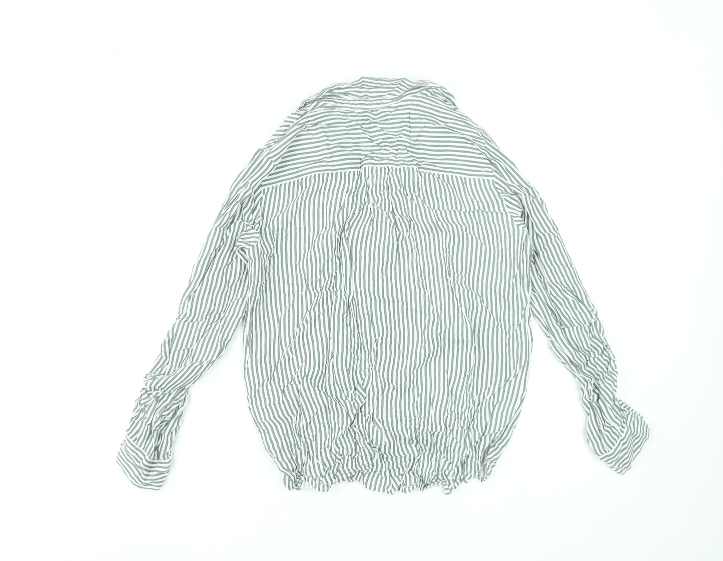Vero Moda Women's Green Striped Button-Up Long Sleeve Shirt Size S