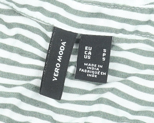 Vero Moda Women's Green Striped Button-Up Long Sleeve Shirt Size S