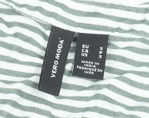 Vero Moda Women's Green Striped Button-Up Long Sleeve Shirt Size S