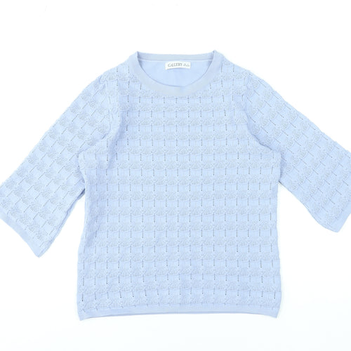 Gallery Women’s Lilac Knit 3/4 Sleeve Crew Neck Blouse Size S