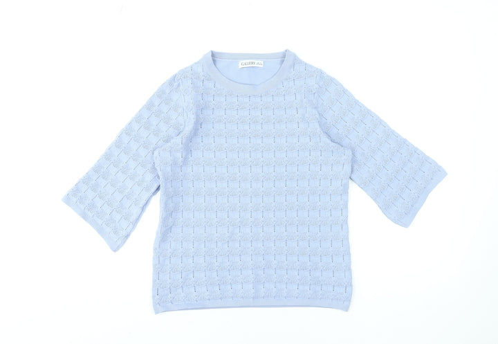 Gallery Women’s Lilac Knit 3/4 Sleeve Crew Neck Blouse Size S
