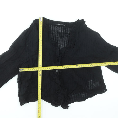 Stradivarius Women’s Black Cropped Ruffle Blouse Size 12