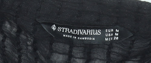 Stradivarius Women’s Black Cropped Ruffle Blouse Size 12