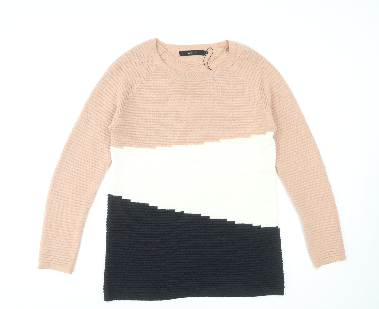Vero Moda Women's Multicoloured Crew Neck Ribbed Knit Jumper M