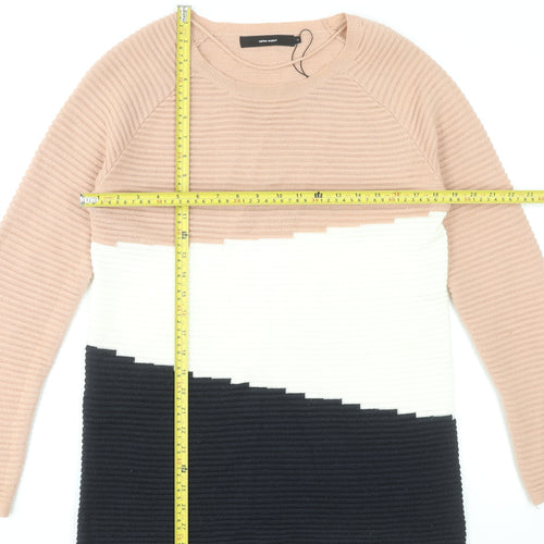 Vero Moda Women's Multicoloured Crew Neck Ribbed Knit Jumper M