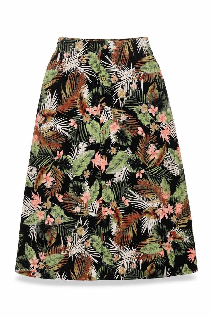 Front view of Only women’s multicoloured floral a-line midi skirt, size M