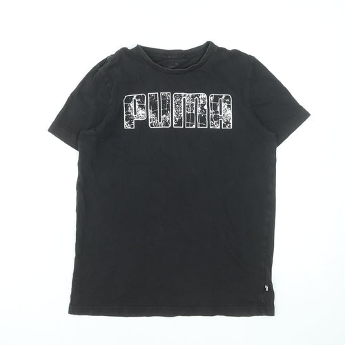 Puma Boys Black Logo Short Sleeve Cotton T-Shirt 13-14 Years