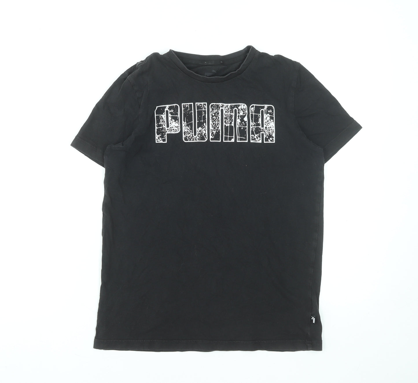 Puma Boys Black Logo Short Sleeve Cotton T-Shirt 13-14 Years