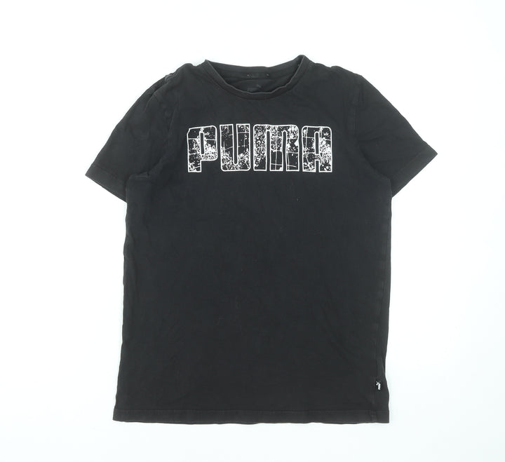 Puma Boys Black Logo Short Sleeve Cotton T-Shirt 13-14 Years
