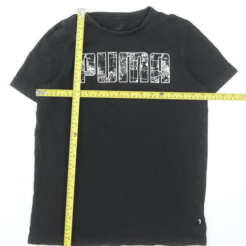 Puma Boys Black Logo Short Sleeve Cotton T-Shirt 13-14 Years