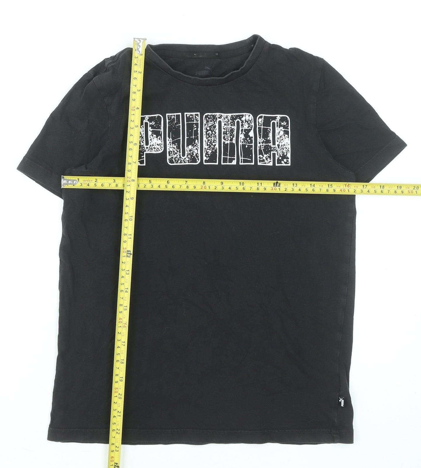 Puma Boys Black Logo Short Sleeve Cotton T-Shirt 13-14 Years
