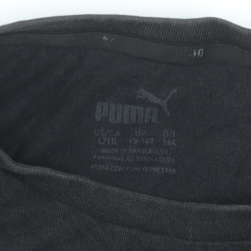 Puma Boys Black Logo Short Sleeve Cotton T-Shirt 13-14 Years