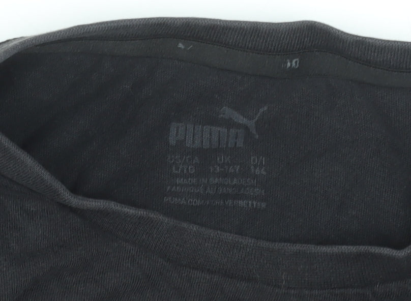 Puma Boys Black Logo Short Sleeve Cotton T-Shirt 13-14 Years