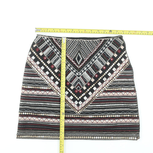 LUC-CE Women’s Black Geometric Sequin Mini Skirt Size M