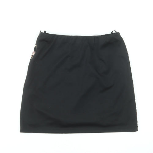 LUC-CE Women’s Black Geometric Sequin Mini Skirt Size M
