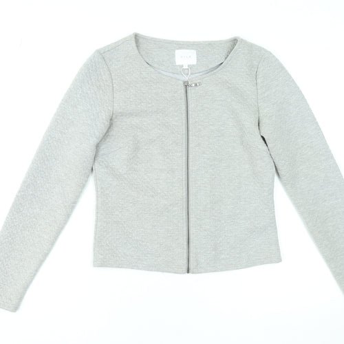 Vila Women Grey Zip Basic Jacket Medium Lightweight Stretch