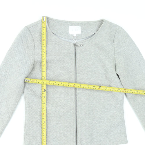 Vila Women Grey Zip Basic Jacket Medium Lightweight Stretch