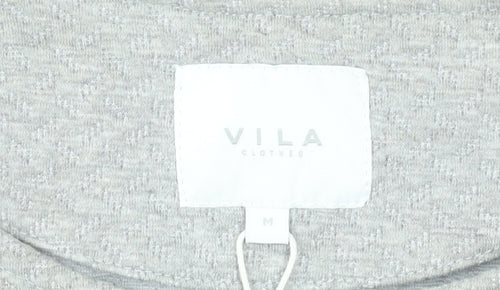 Vila Women Grey Zip Basic Jacket Medium Lightweight Stretch